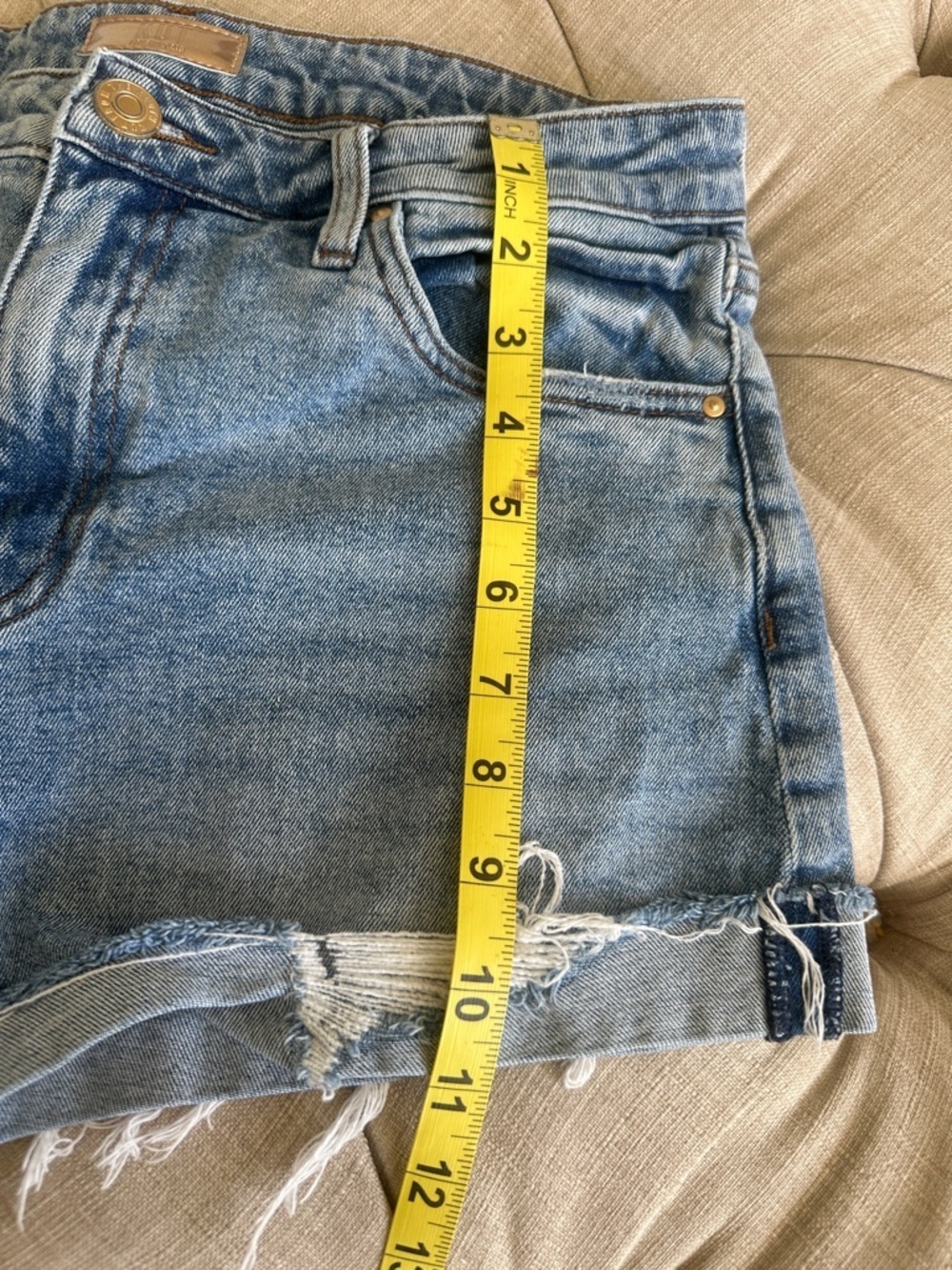 Kut from the Kloth Light Blue Distressed Denim Shorts - Picture 2 of 9